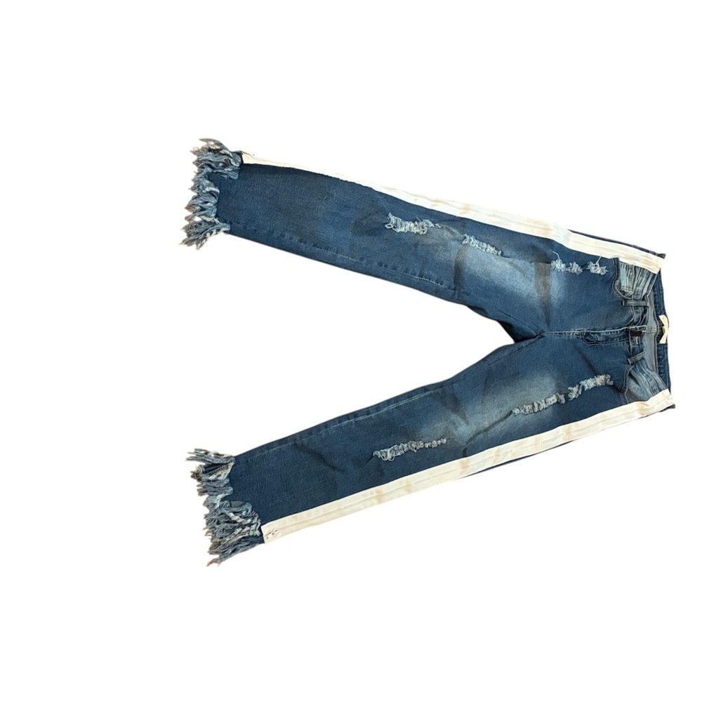Hot & Delicious Blue Distressed Ankle Jeans